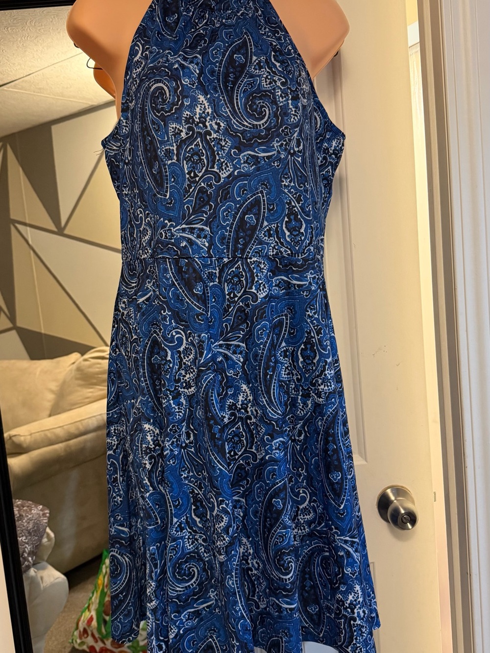 Blue Paisley Halter Dress - Women